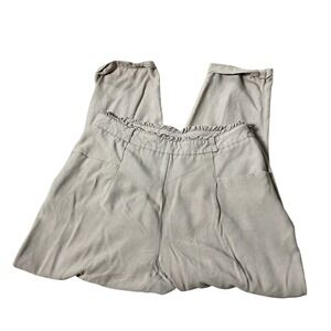 Basement Women Tan Paperbag Waist Joggers Tapered Pleated Pants Size M